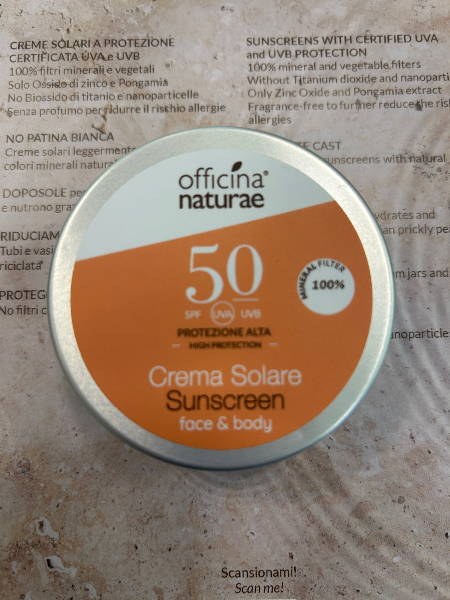CREMA SOLARE SPF 50  IN VASO DI ALLUMINIO 75ml